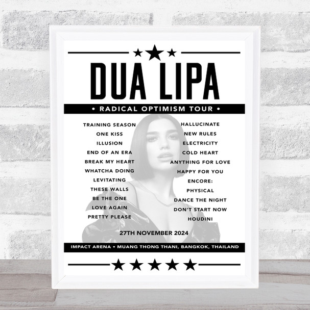 Dua Lipa - Concert Setlist Poster Print Canvas - IMPACT Arena, Muang Thong Thani, Bangkok, Thailand - November 27th 2024