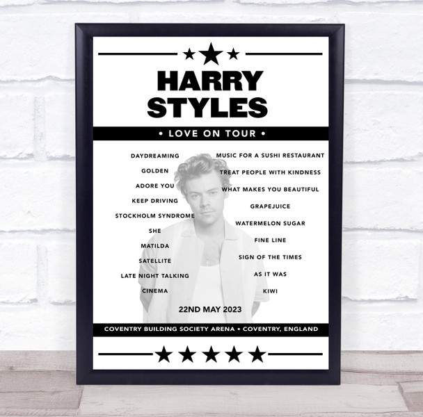 Harry Styles - Concert Setlist Poster Print Canvas - Coventry Building Society Arena, Coventry, England - May 22nd 2023