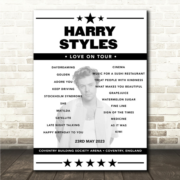 Harry Styles - Concert Setlist Poster Print Canvas - Coventry Building Society Arena, Coventry, England - May 23rd 2023