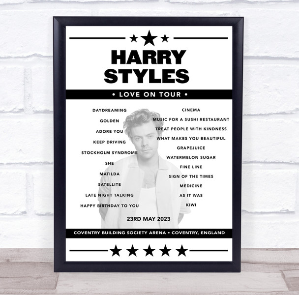 Harry Styles - Concert Setlist Poster Print Canvas - Coventry Building Society Arena, Coventry, England - May 23rd 2023