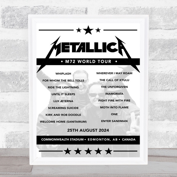 Metallica - Concert Setlist Poster Print Canvas - Commonwealth Stadium, Edmonton, AB, Canada - August 25th 2024