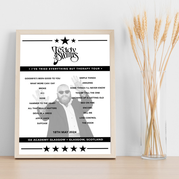 Teddy Swims - Concert Setlist Poster Print Canvas - O2 Academy Glasgow, Glasgow, Scotland - 18th May 2024