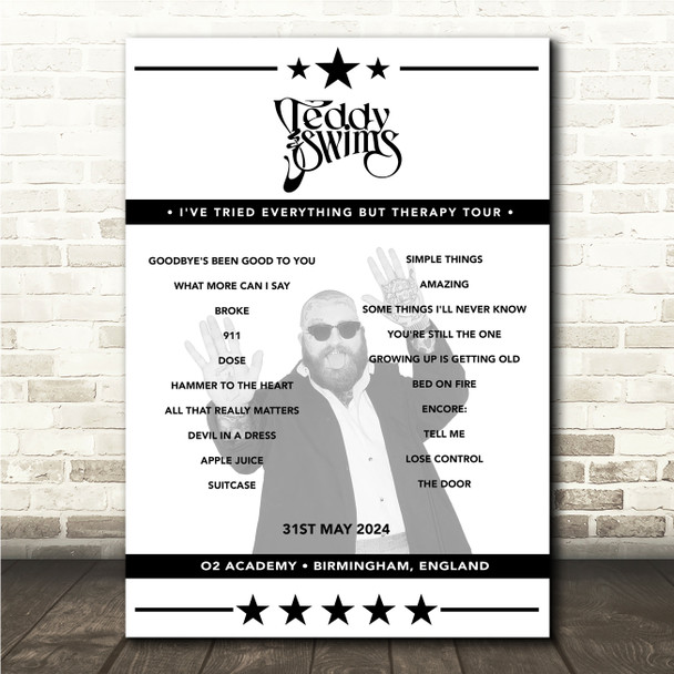 Teddy Swims - Concert Setlist Poster Print Canvas - O2 Academy, Birmingham, England - 31st May 2024