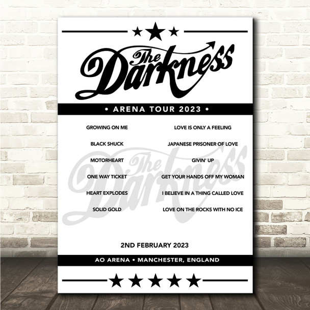 The Darkness - Concert Setlist Poster Print Canvas - AO Arena, Manchester, England - 2nd February 2023