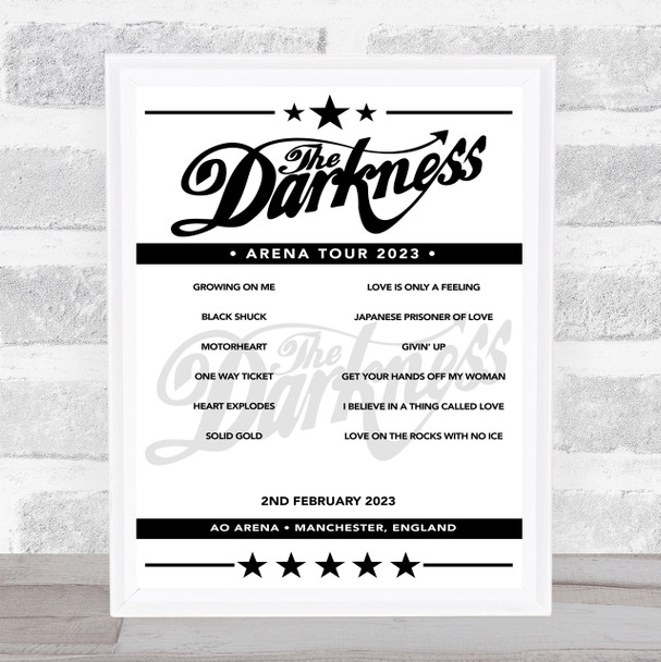 The Darkness - Concert Setlist Poster Print Canvas - AO Arena, Manchester, England - 2nd February 2023