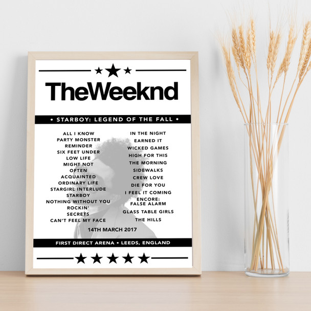 The Weeknd - Concert Setlist Poster Print Canvas - First Direct Arena, Leeds, England - March 14th 2017