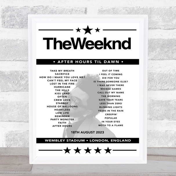 The Weeknd - Concert Setlist Poster Print Canvas - London Stadium, London, England - August 18th 2023