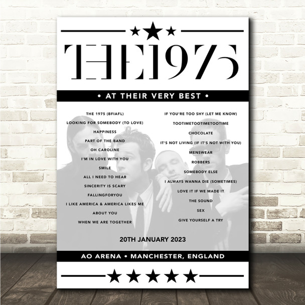 The 1975 Concert Setlist Poster Print Canvas - Any Date, Gig, Venue