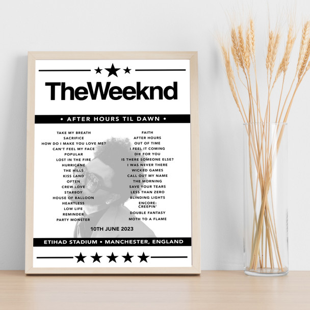 The Weeknd Concert Setlist Poster Print Canvas - Any Date, Gig, Venue