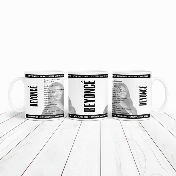 Beyonce Concert Setlist Gig Mug - Tottenham Hotspur Stadium, London, England - June 4th 2023