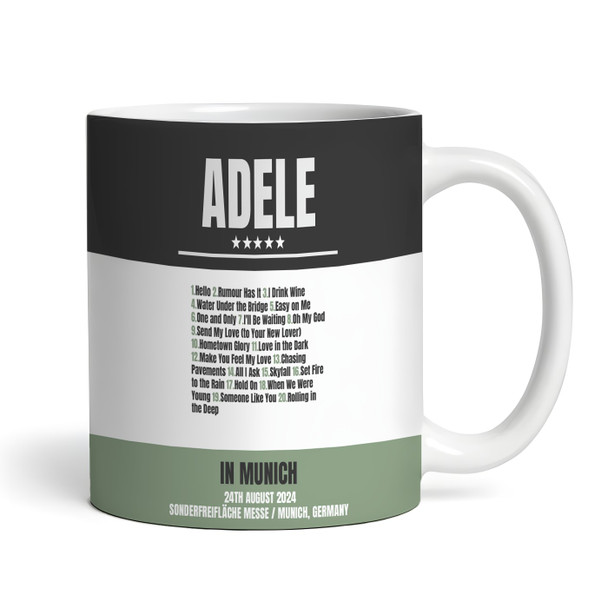 Black Green Adele Concert Setlist Gig Mug - Sonderfreifläche Messe, Munich, Germany 24th August 2024