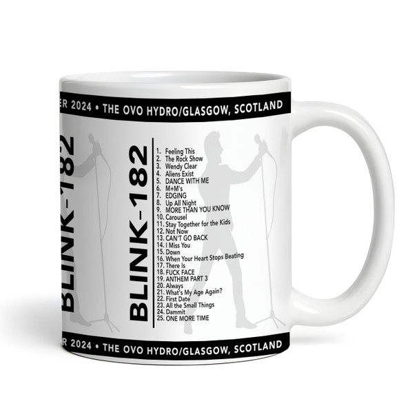 Black Male Blink-182 Concert Setlist Gig Mug - The OVO Hydro, Glasgow, Scotland 30th Aug 2024