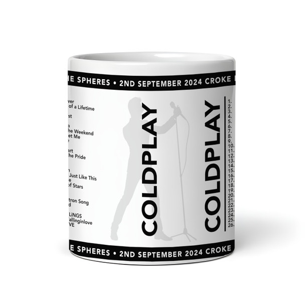Black Male Coldplay Concert Setlist Gig Mug - Croke Park, Dublin, Ireland 2nd Sept 2024