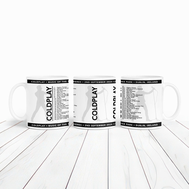 Black Male Coldplay Concert Setlist Gig Mug - Croke Park, Dublin, Ireland 2nd Sept 2024