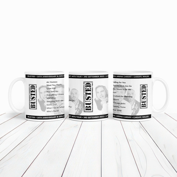 Busted Concert Setlist Gig Mug - Utilita Arena Cardiff, Cardiff, Wales - September 3rd 2023