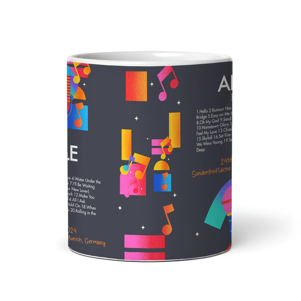 Colorful Notes Adele Concert Setlist Gig Mug - Sonderfreifläche Messe, Munich, Germany 24th August 2024