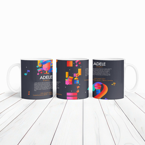 Colorful Notes Adele Concert Setlist Gig Mug - Sonderfreifläche Messe, Munich, Germany 24th August 2024