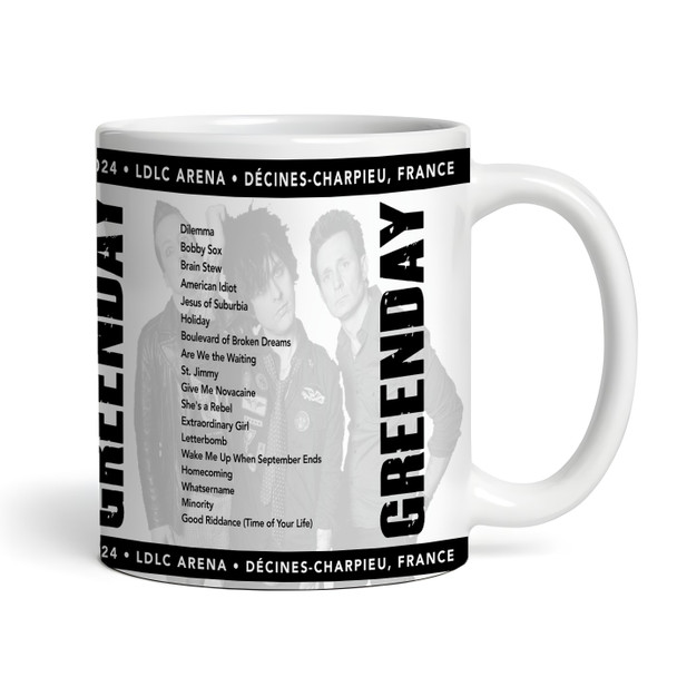 Greenday Concert Setlist Gig Mug - LDLC Arena, Décines-Charpieu, France - June 5th 2024