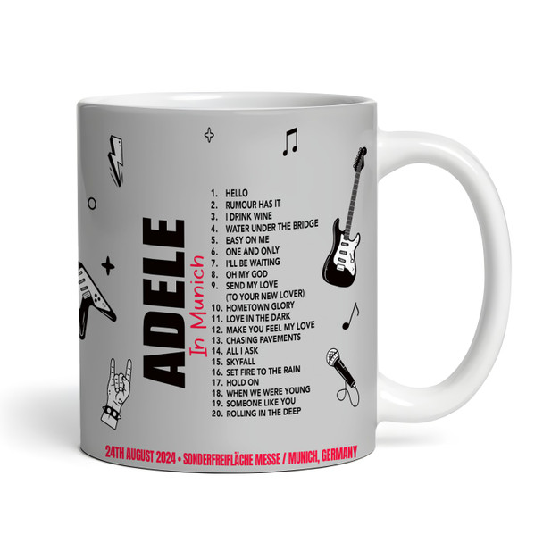 Grey Photo Adele Concert Setlist Gig Mug - Sonderfreifläche Messe, Munich, Germany 24th August 2024