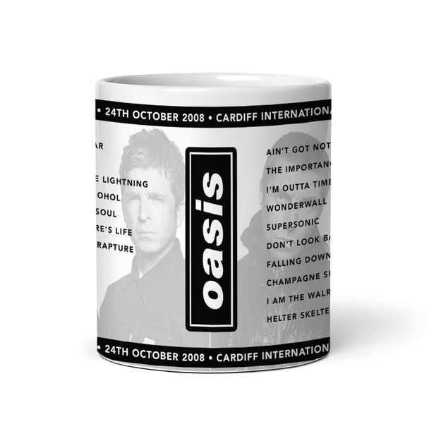 Oasis Concert Setlist Gig Mug - Cardiff International Arena, Cardiff, Wales - October 24th 2008