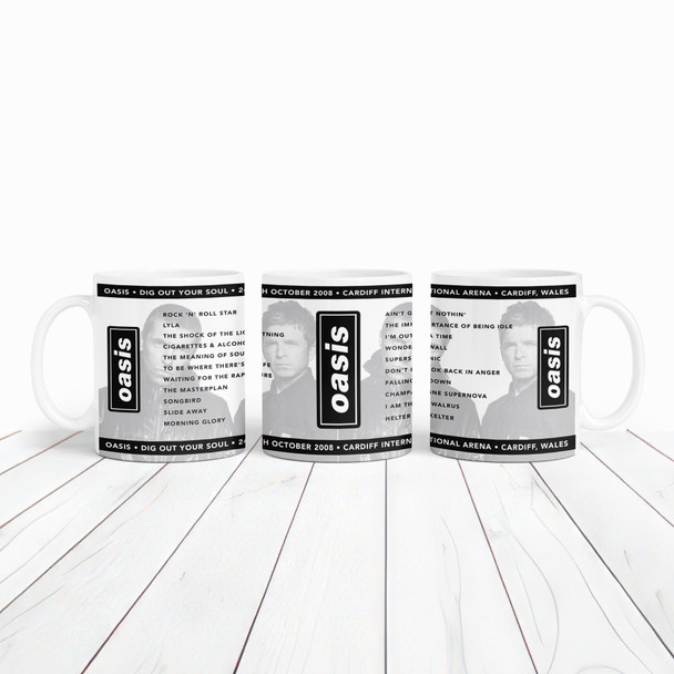 Oasis Concert Setlist Gig Mug - Cardiff International Arena, Cardiff, Wales - October 24th 2008