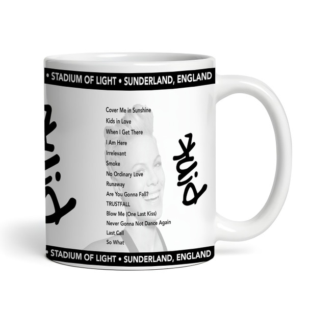 P!nk Concert Setlist Gig Mug - Stadium of Light, Sunderland, England - June 10th 2023