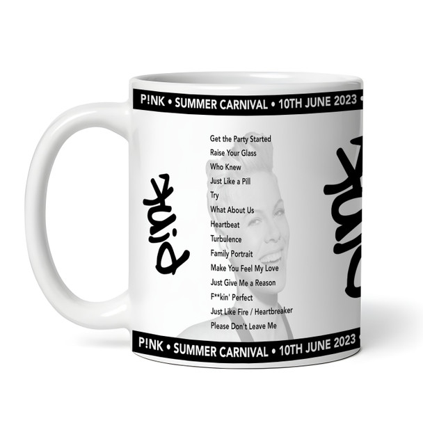 P!nk Concert Setlist Gig Mug - Stadium of Light, Sunderland, England - June 10th 2023