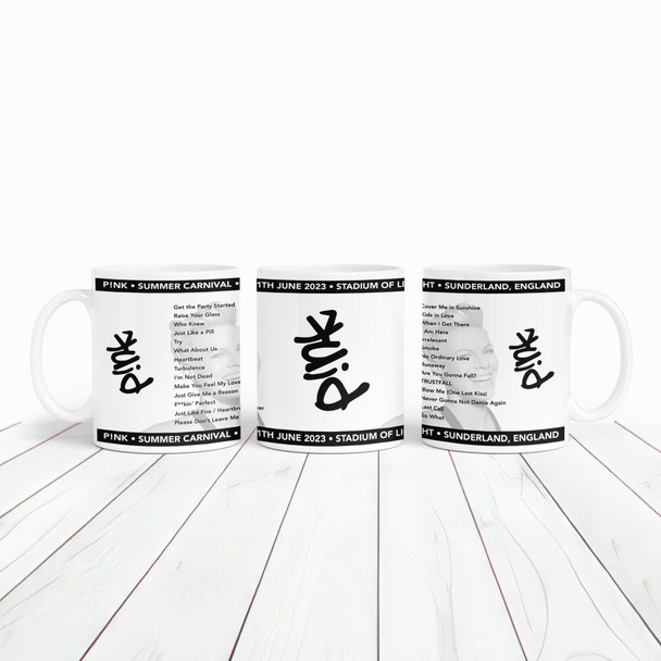 P!nk Concert Setlist Gig Mug - Stadium of Light, Sunderland, England - June 11th 2023