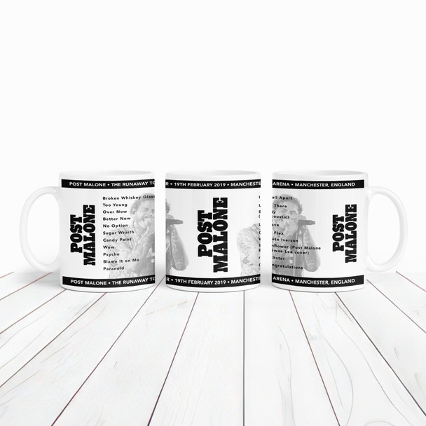 Post Malone Concert Setlist Gig Mug - Manchester Arena, Manchester, England - February 19th 2019