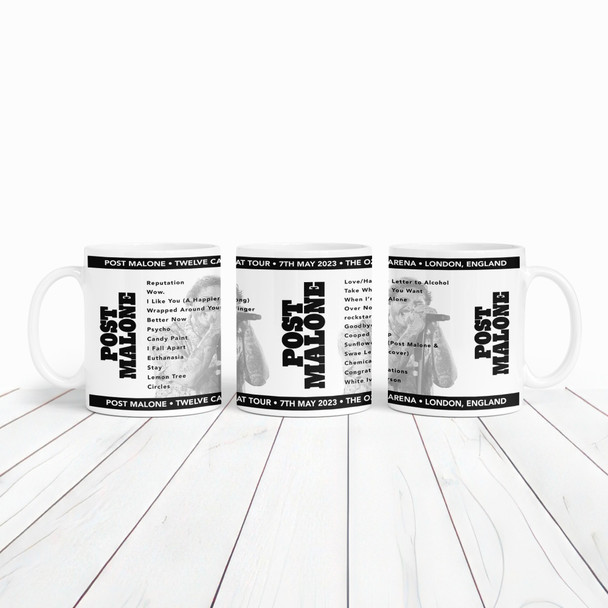 Post Malone Concert Setlist Gig Mug - The O2 Arena, London, England - May 7th 2023
