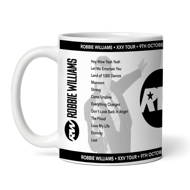 Robbie Williams Concert Setlist Gig Mug - The O2 Arena, London, England - 9th October 2022 Robbie Williams Concert Setlist Gig Mug - The O2 Arena, London, England - 9th October 2022