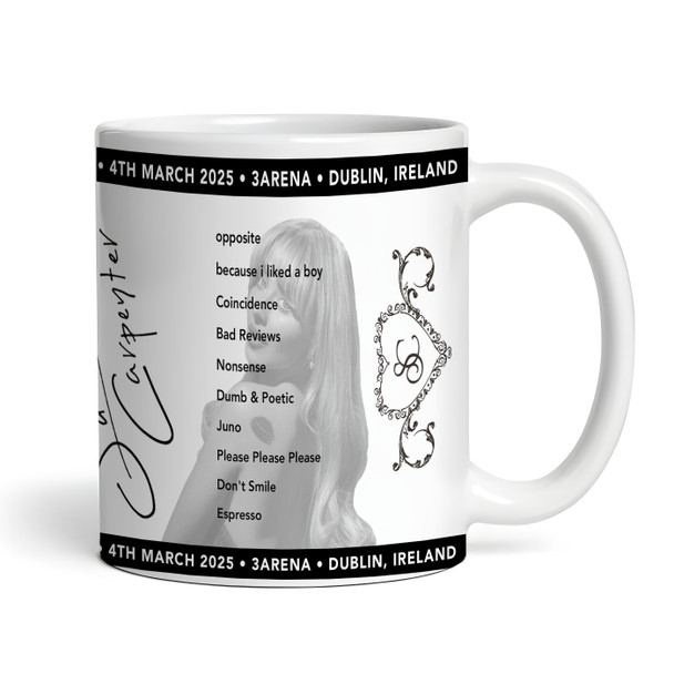 Sabrina Carpenter Concert Setlist Gig Mug - 3Arena, Dublin, Ireland - March 4th 2025