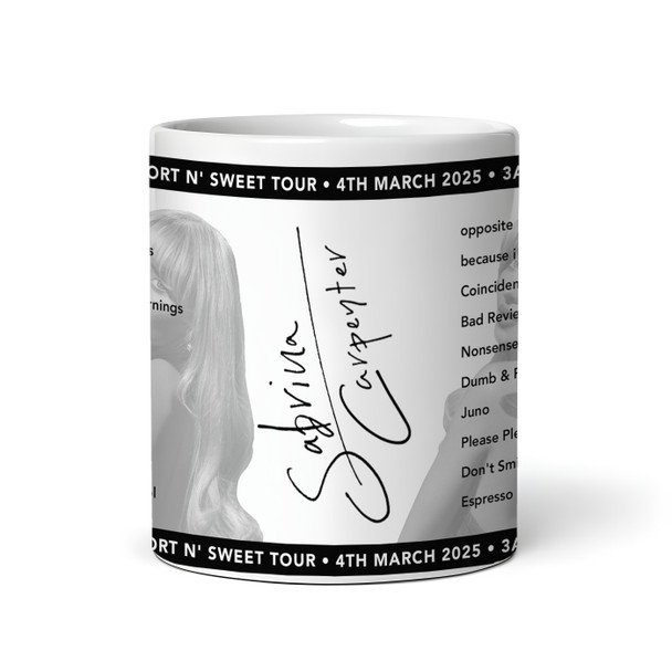 Sabrina Carpenter Concert Setlist Gig Mug - 3Arena, Dublin, Ireland - March 4th 2025