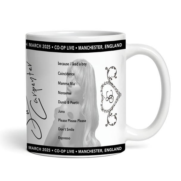 Sabrina Carpenter Concert Setlist Gig Mug - Co-op Live, Manchester, England - March 13th 2025