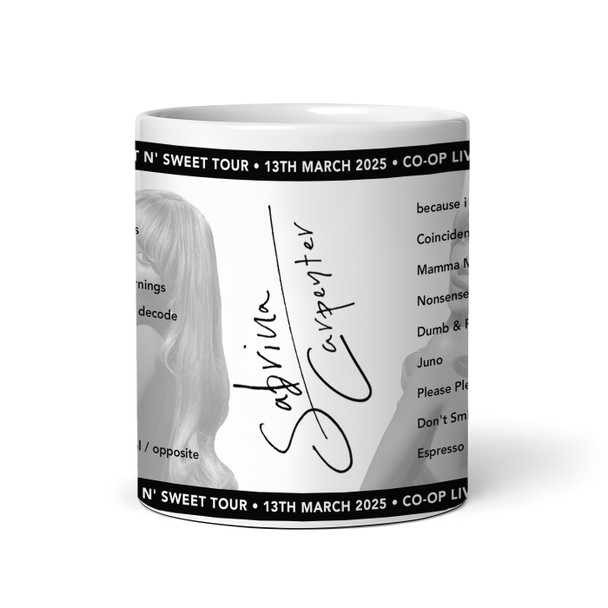 Sabrina Carpenter Concert Setlist Gig Mug - Co-op Live, Manchester, England - March 13th 2025
