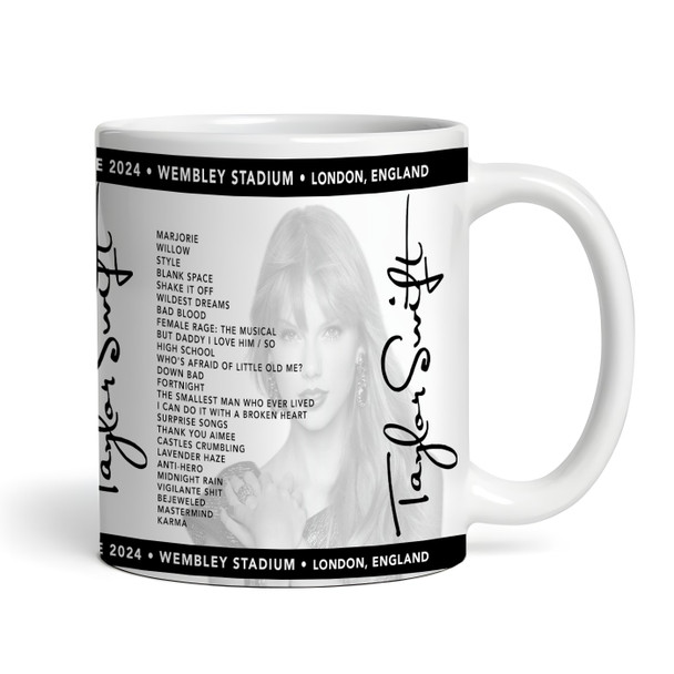 Taylor Swift Concert Setlist Gig Mug - Wembley Stadium, London, England - June 22nd 2024
