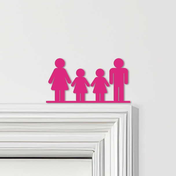Door Topper Family Of 4, 2 Girls Various Colours Top Of Door Frame Decor Sign