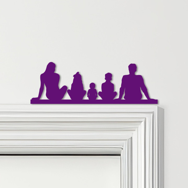 Door Topper Family Of 5, 1 Girl 1 Boy 1 Baby Various Colours Frame Decor Sign