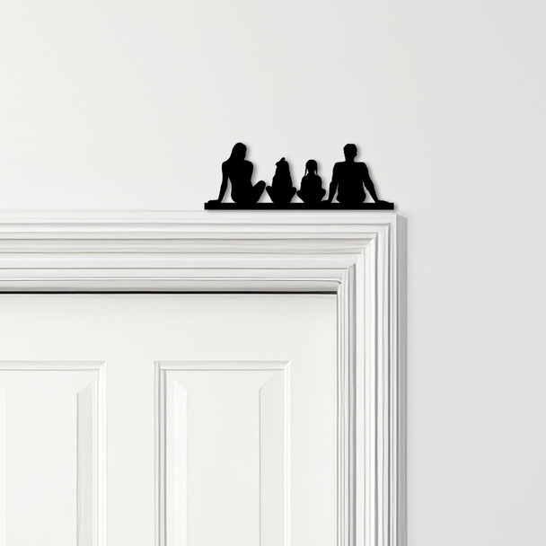 Door Topper Family Of Four 2 Girls Various Colours Top Of Door Decorative Sign