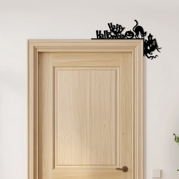 Door Topper Happy Halloween Decor Cat Various Colours Decorative Sign