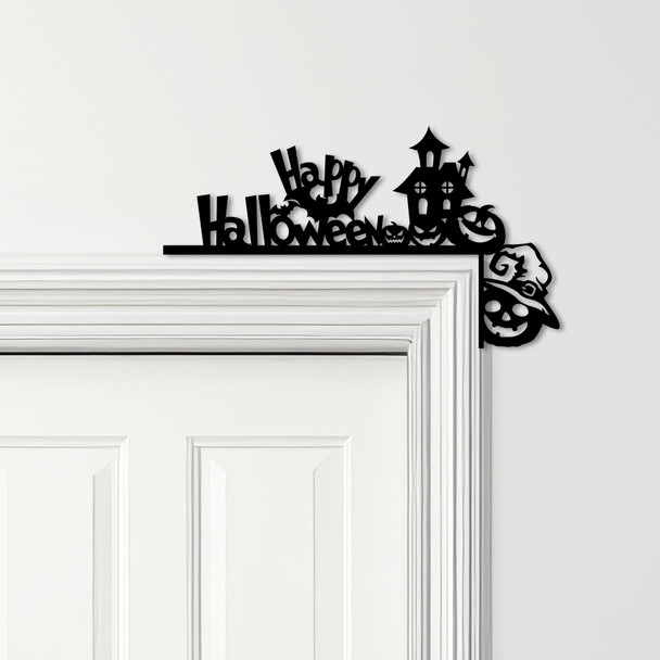 Door Topper Happy Halloween Decor House Pumpkins Various Colours Decorative Sign
