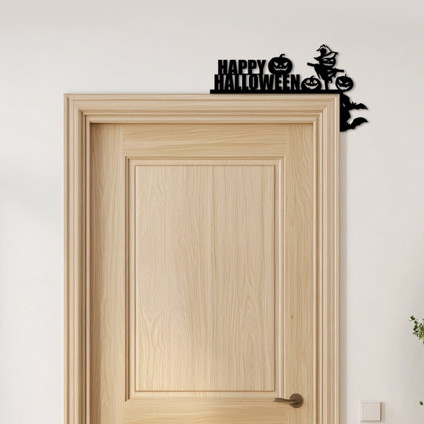 Door Topper Happy Halloween Decor Pumpkins Various Colours Frame Decor Sign