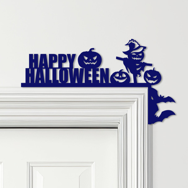 Door Topper Happy Halloween Decor Pumpkins Various Colours Frame Decor Sign