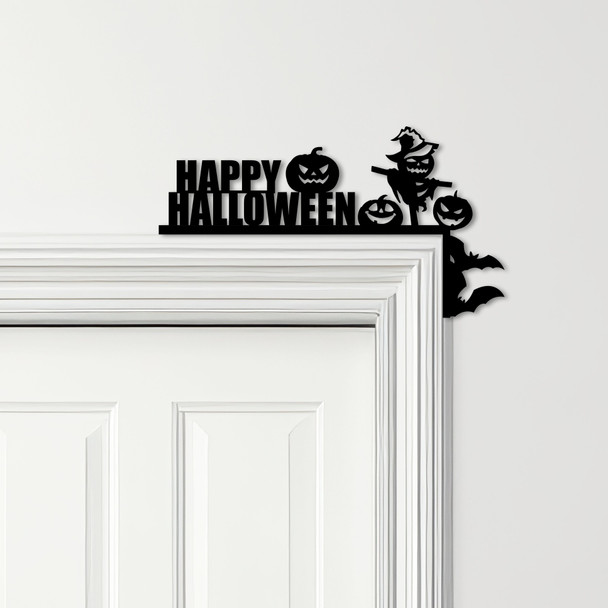 Door Topper Happy Halloween Decor Pumpkins Various Colours Frame Decor Sign