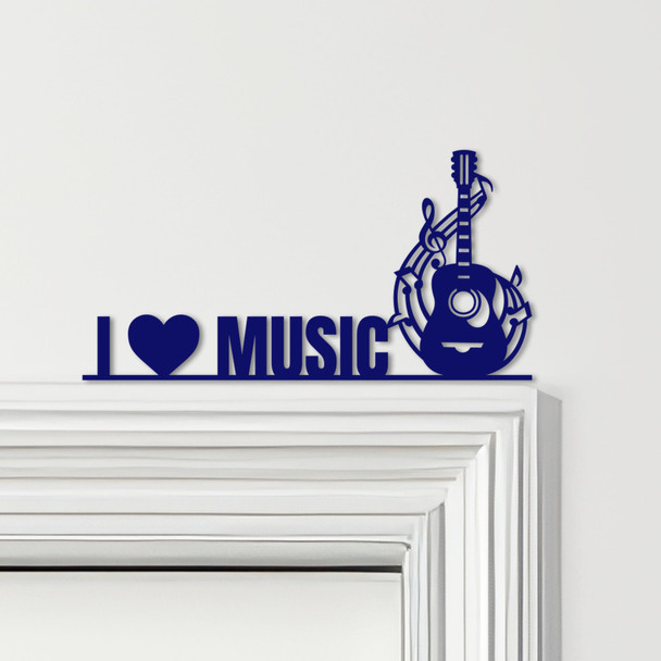 Door Topper I Love Music Guitar Music Notes Various Colours Frame Decor Sign
