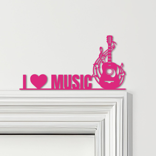 Door Topper I Love Music Guitar Music Notes Various Colours Frame Decor Sign