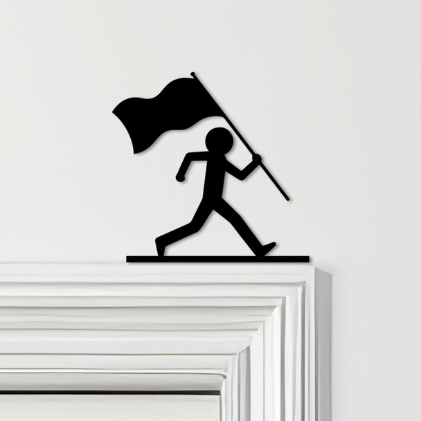 Door Topper Man Running With Flag Various Colours Top Of Door Frame Decor Sign