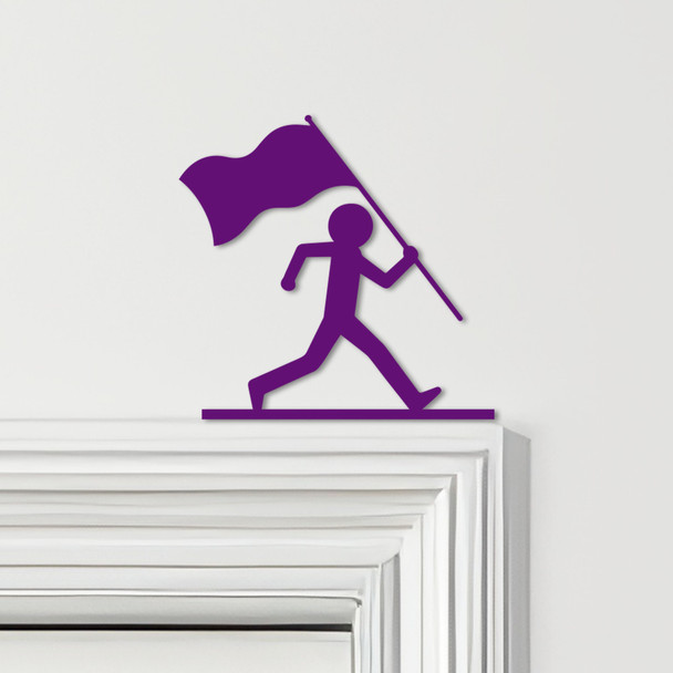 Door Topper Man Running With Flag Various Colours Top Of Door Frame Decor Sign
