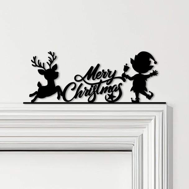 Door Topper Merry Christmas Decor Elf Reindeer Various Colours Decorative Sign