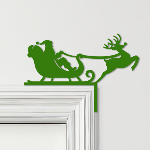 Door Topper Santa Claus Flying Sleigh Christmas Decor Various Colours Decor Sign